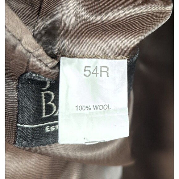 Jos A Bank Blazer 54R Brown Blue Houndstooth Check 100% Wool Sport Coat Jacket - Picture 7 of 8